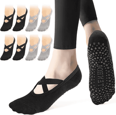 Agilithor Non - Slip Pilates Socks – Breathable Cotton Yoga & Ballet Grip Socks - AGILITHOR