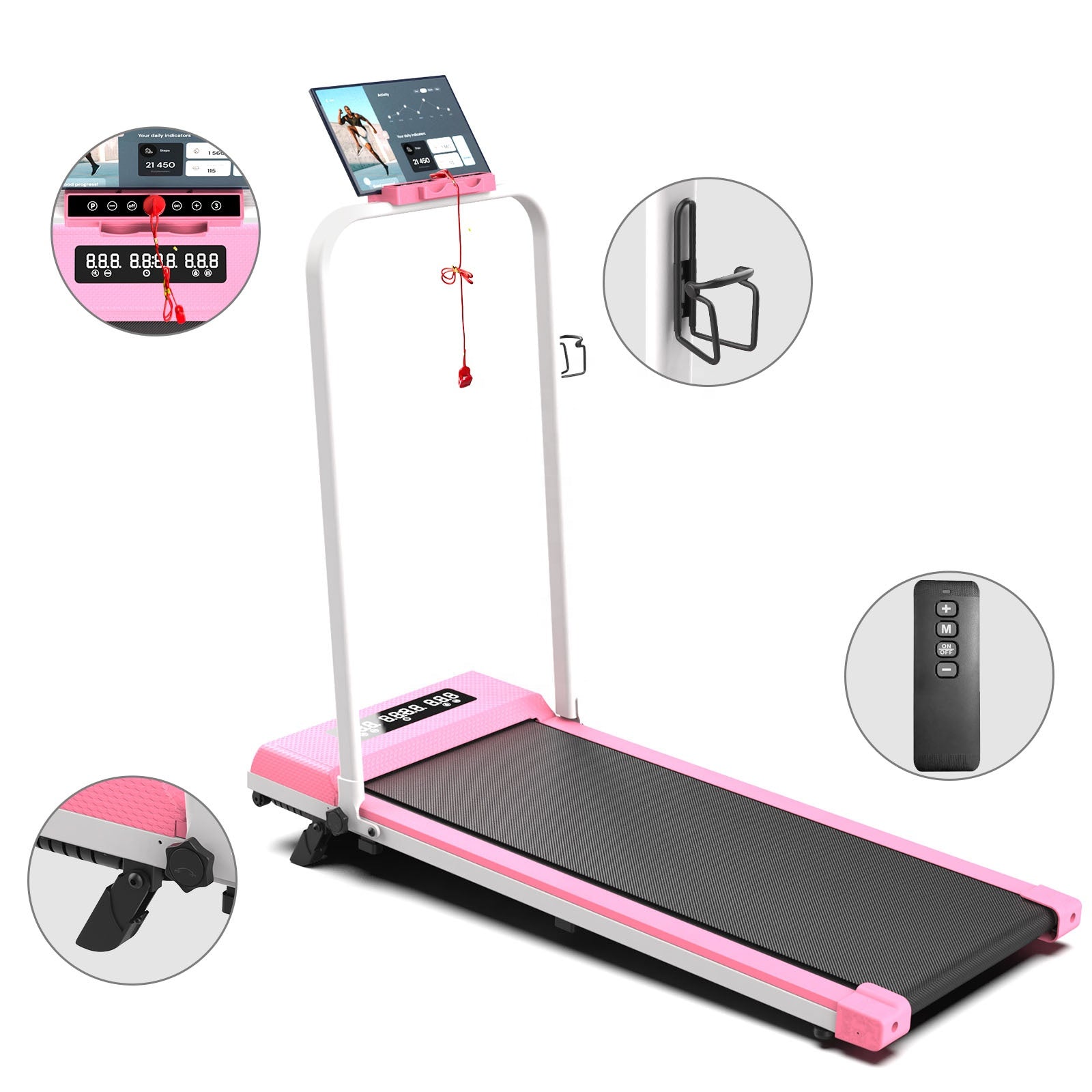 Agilithor Folding Treadmill | Quiet, Wide Belt, LED, Remote, Phone & Cup Holder