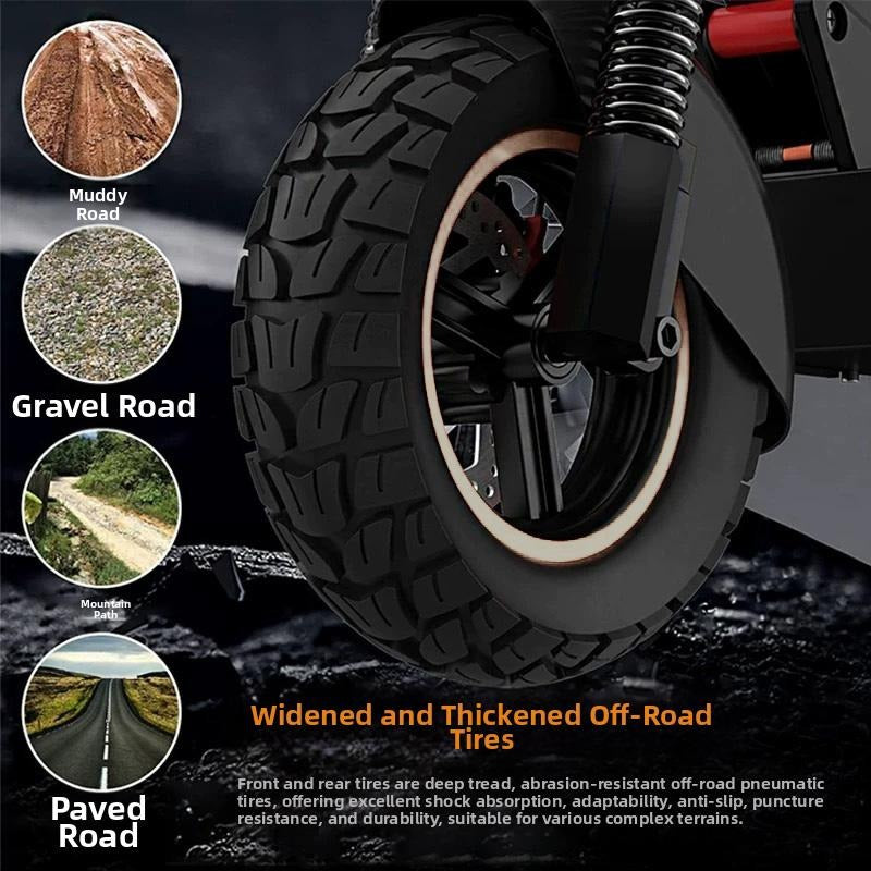 Agilithor: Off-road tires for all terrains, powerful motor, foldable & anti-theft