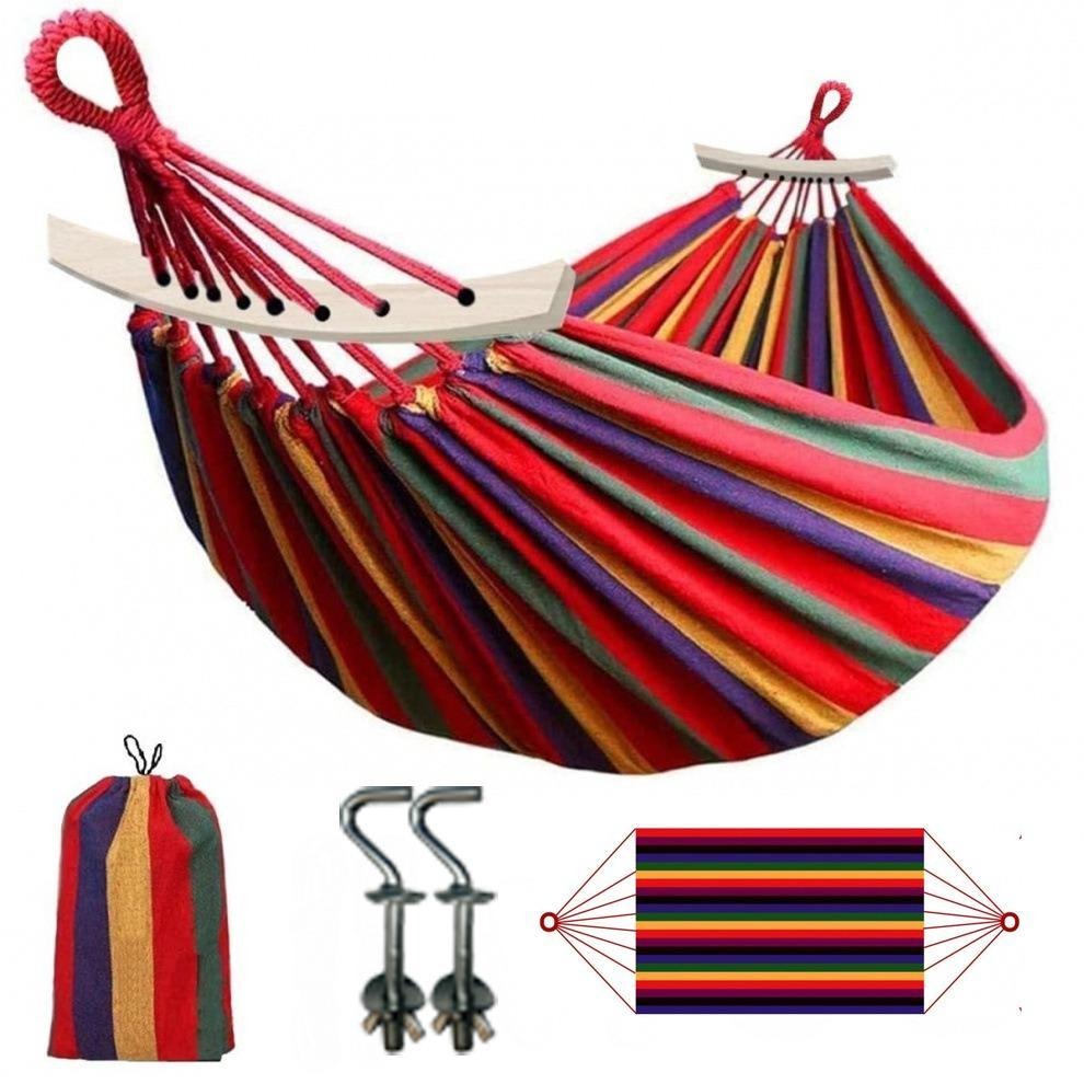 Agilithor Portable Hammock with Iron Stand, Foldable, Easy to Store, Outdoor Striped