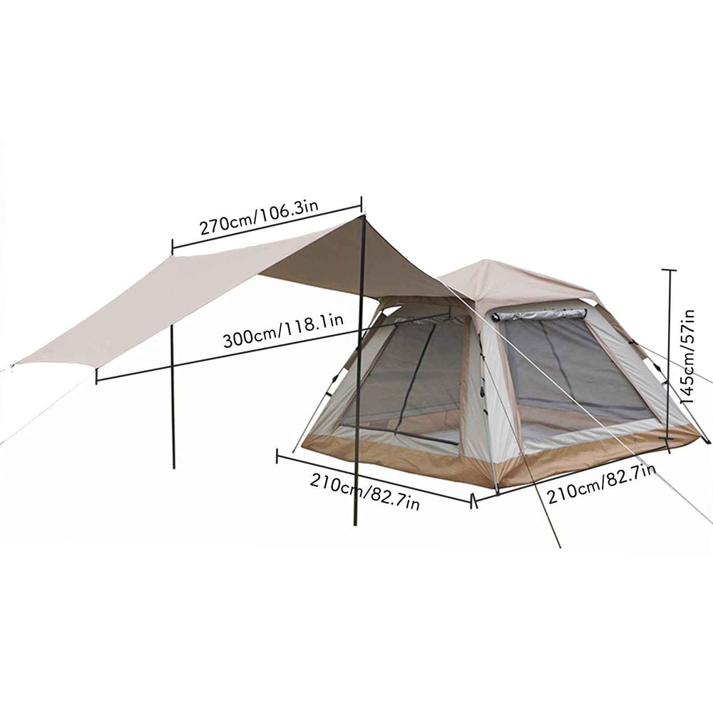 Agilithor 4 - Person Instant Pop - Up Camping Tent | Easy Setup Dome Tent with Porch & Sun Canopy - AGILITHOR