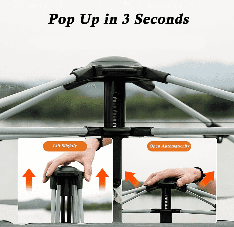 Agilithor 4 - Person Instant Pop - Up Camping Tent | Easy Setup Dome Tent with Porch & Sun Canopy - AGILITHOR