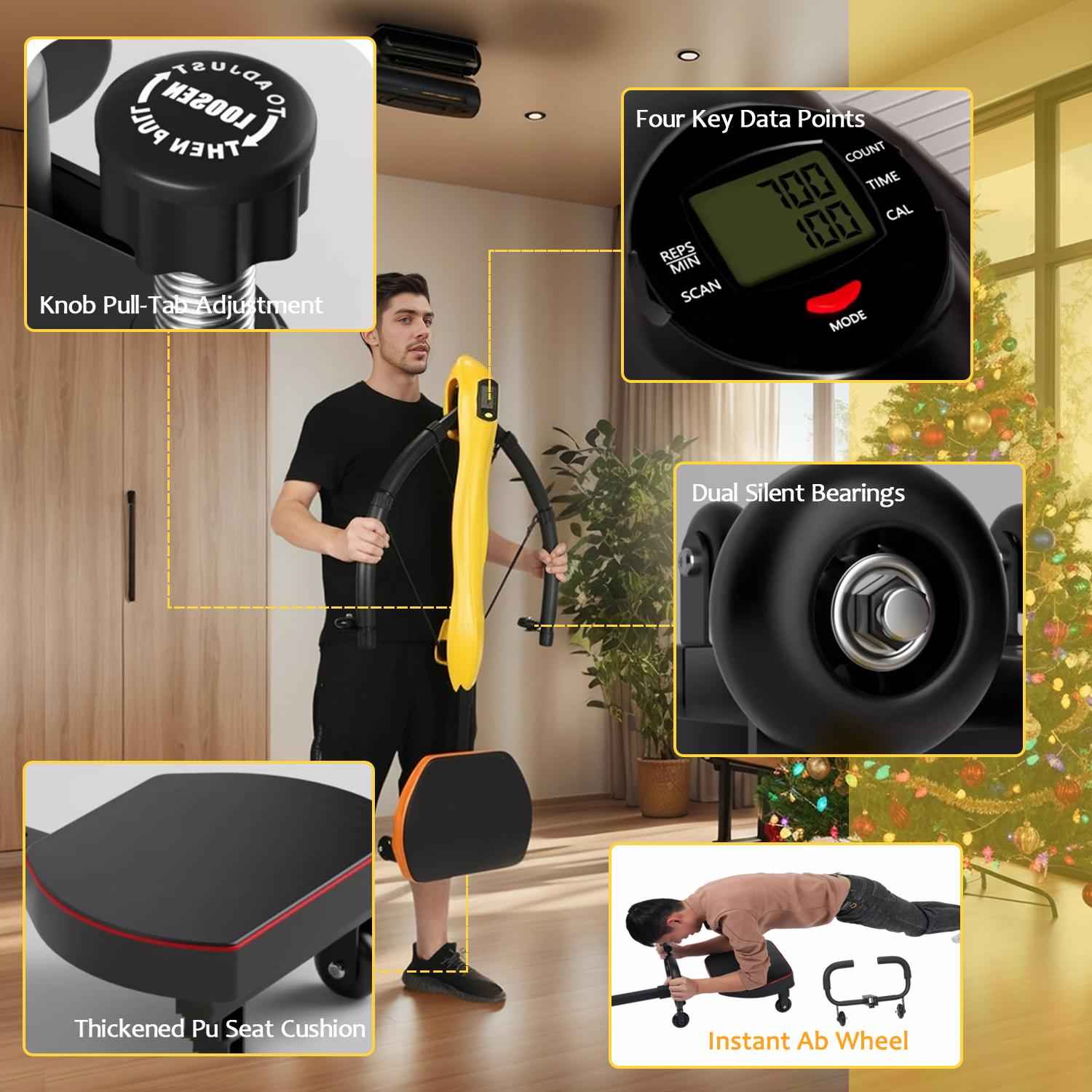 Agilithor Dragonfly Ab Trainer – Adjustable Core Machine with LCD Display - AGILITHOR