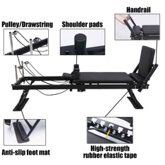 Agilithor Extended Rail Pilates Bed | Aluminum Alloy Yoga & Core Reformer (Spring + Latex Tube) - AGILITHOR