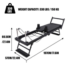 Agilithor Extended Rail Pilates Bed | Aluminum Alloy Yoga & Core Reformer (Spring + Latex Tube) - AGILITHOR