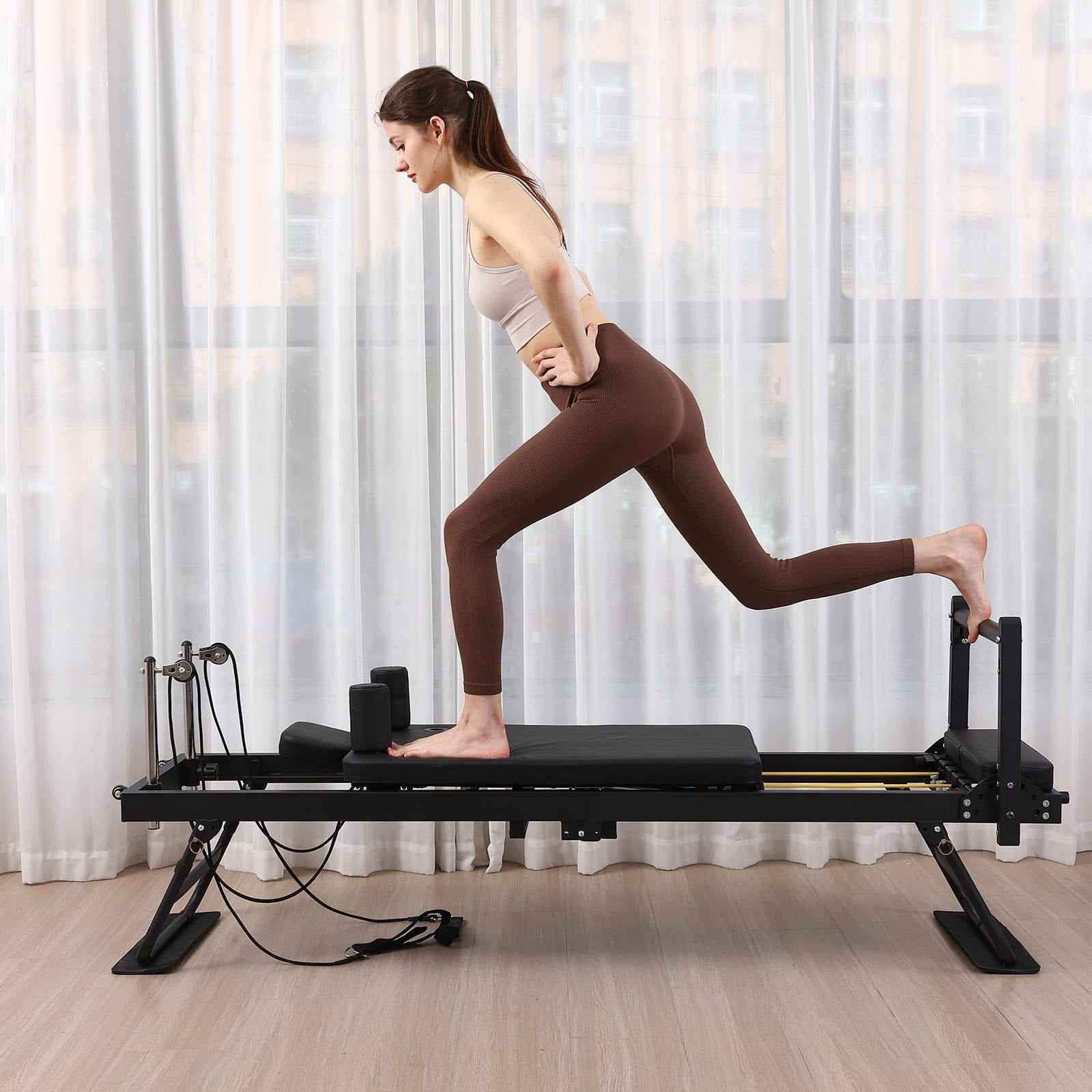 Agilithor Extended Rail Pilates Bed | Aluminum Alloy Yoga & Core Reformer (Spring + Latex Tube) - AGILITHOR