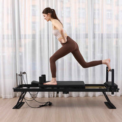 Agilithor Extended Rail Pilates Bed | Aluminum Alloy Yoga & Core Reformer (Spring + Latex Tube) - AGILITHOR