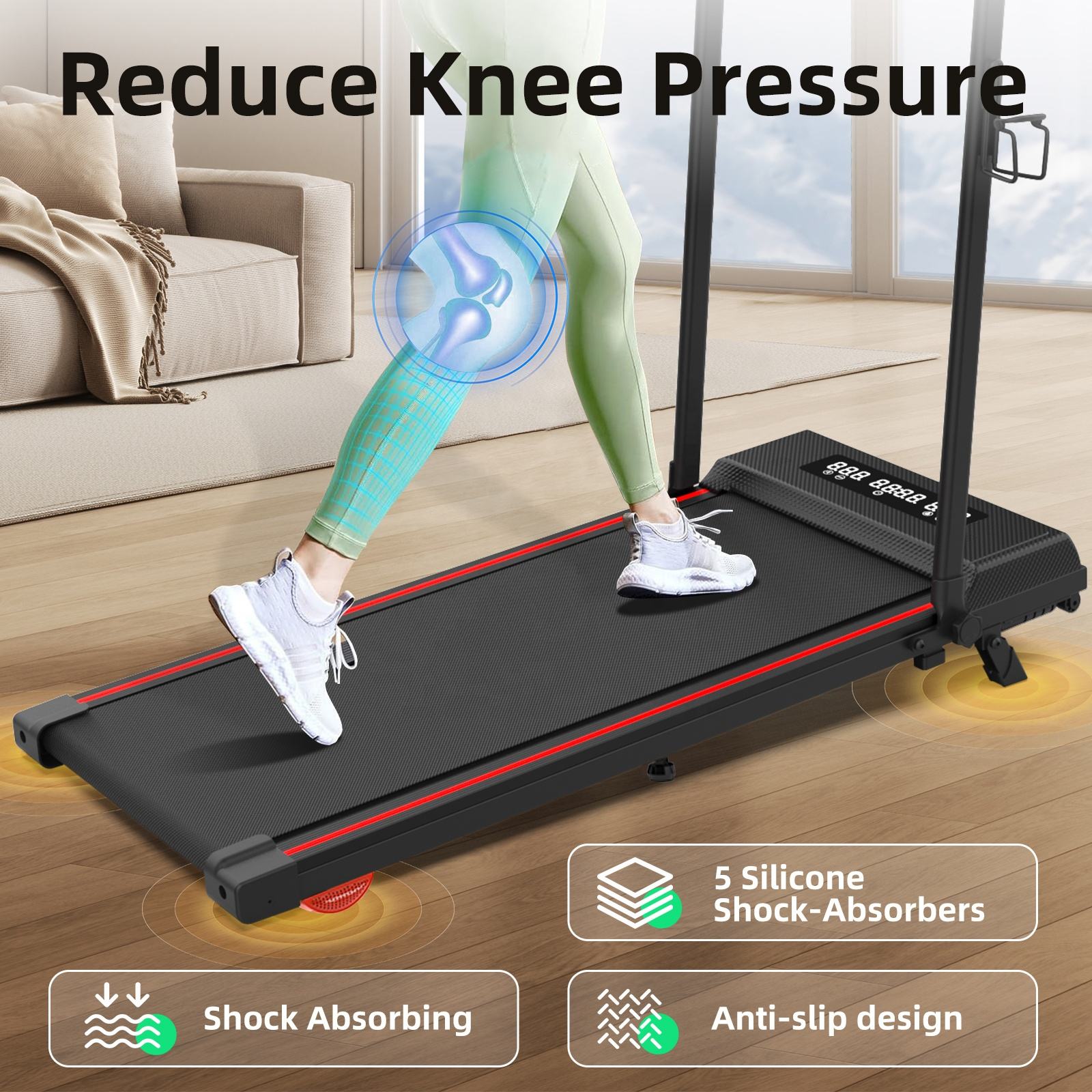 Agilithor Folding Treadmill | Quiet, Wide Belt, LED, Remote, Phone & Cup Holder - AGILITHOR