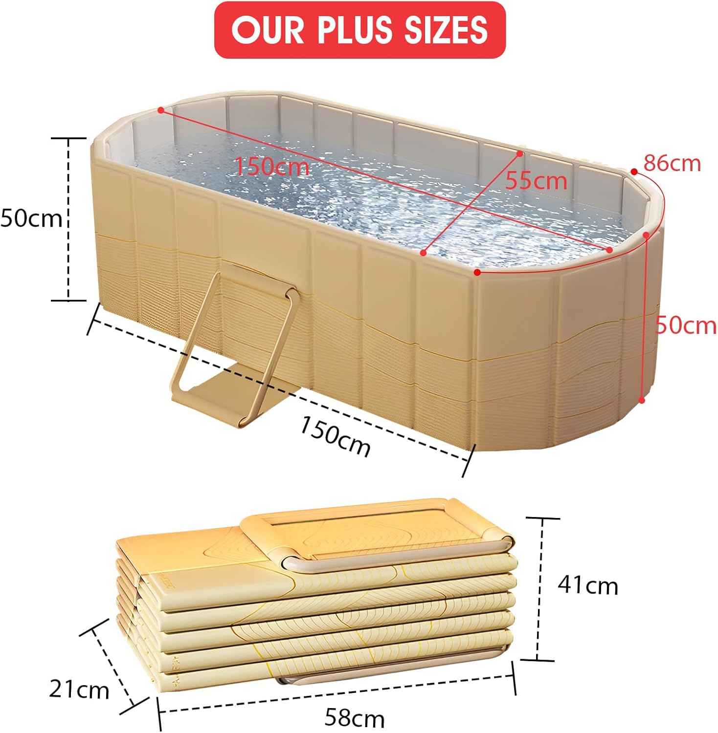 Agilithor Large Foldable Adult Bathtub | Portable Pop - Up Spa & Ice Bath Tub - AGILITHOR