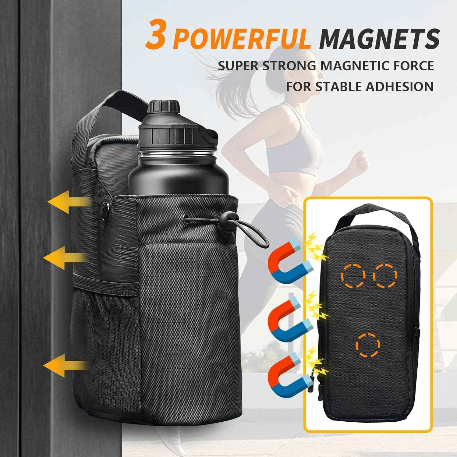 Agilithor Magnetic Gym Bag | Compact Fitness Bag with Bottle Holder & Shoulder Strap - AGILITHOR