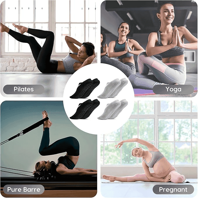 Agilithor Non - Slip Pilates Socks – Breathable Cotton Yoga & Ballet Grip Socks - AGILITHOR