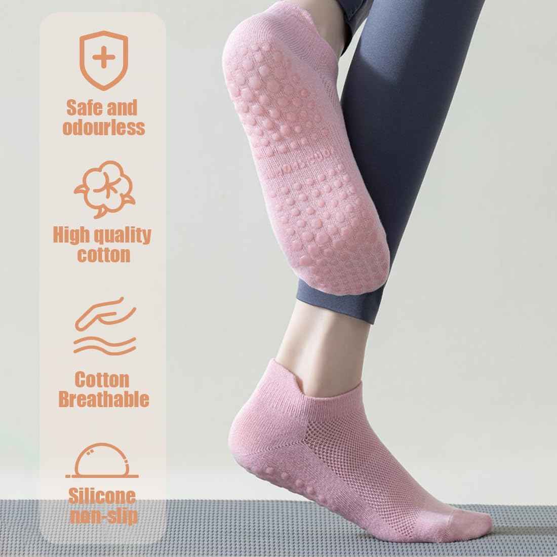 Agilithor Non - Slip Yoga Socks – Cotton Grip Pilates & Fitness Socks for Indoor Use - AGILITHOR
