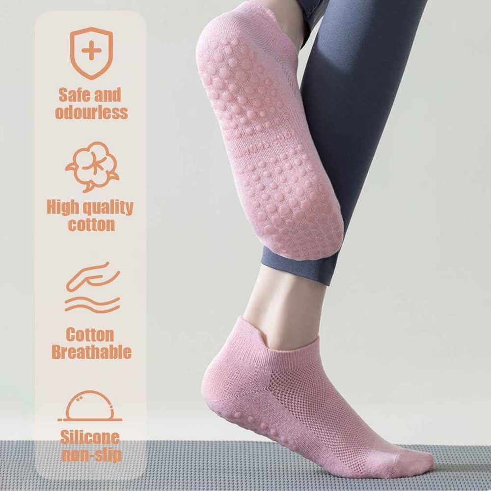 Agilithor Non - Slip Yoga Socks – Cotton Grip Pilates & Fitness Socks for Indoor Use - AGILITHOR