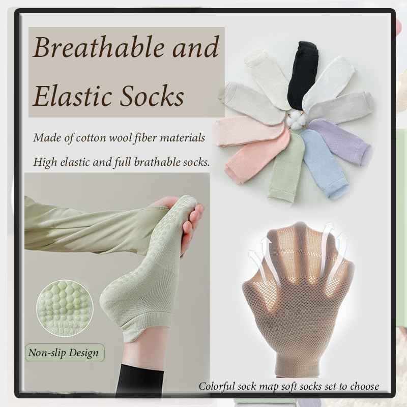 Agilithor Non - Slip Yoga Socks – Cotton Grip Pilates & Fitness Socks for Indoor Use - AGILITHOR