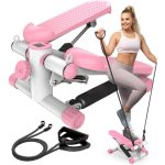 Agilithor Mini Stepper with Resistance Bands – Portable Stair Stepper for Home Workout with LCD Monitor & Quiet Hydraulic System