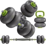 Agilithor 4-in-1 Adjustable Soft Rubber Dumbbell Set – Barbell, Kettlebell & Free Weights for Home Strength Training