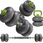 Agilithor 4-in-1 Adjustable Soft Rubber Dumbbell Set – Barbell, Kettlebell & Free Weights for Home Strength Training
