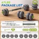 Agilithor 4-in-1 Adjustable Soft Rubber Dumbbell Set – Barbell, Kettlebell & Free Weights for Home Strength Training - Image 8