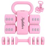 Agilithor 4-in-1 Adjustable Kettlebell & Dumbbell Set – Space-Saving Home Workout Equipment for Full Body Training